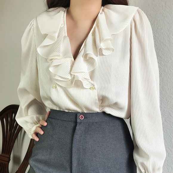 80s ruffle blouse